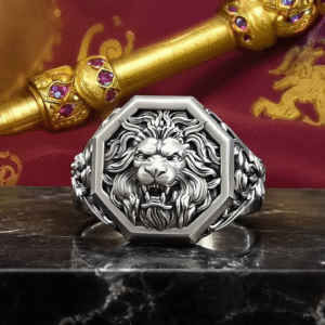 Royal Lion Baroque Signet Ring