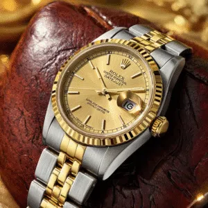 Rolex Steel and 18k 36mm Jubilee Datejust Champagne Dial and Fluted Bezel Watch - Swiss CrownTM Pre-Owned Independantly Certified