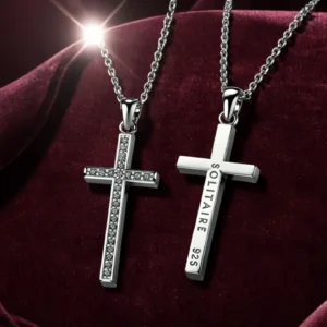 Black Diamond Cross Pendant and Chain